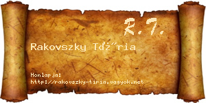 Rakovszky Tíria névjegykártya